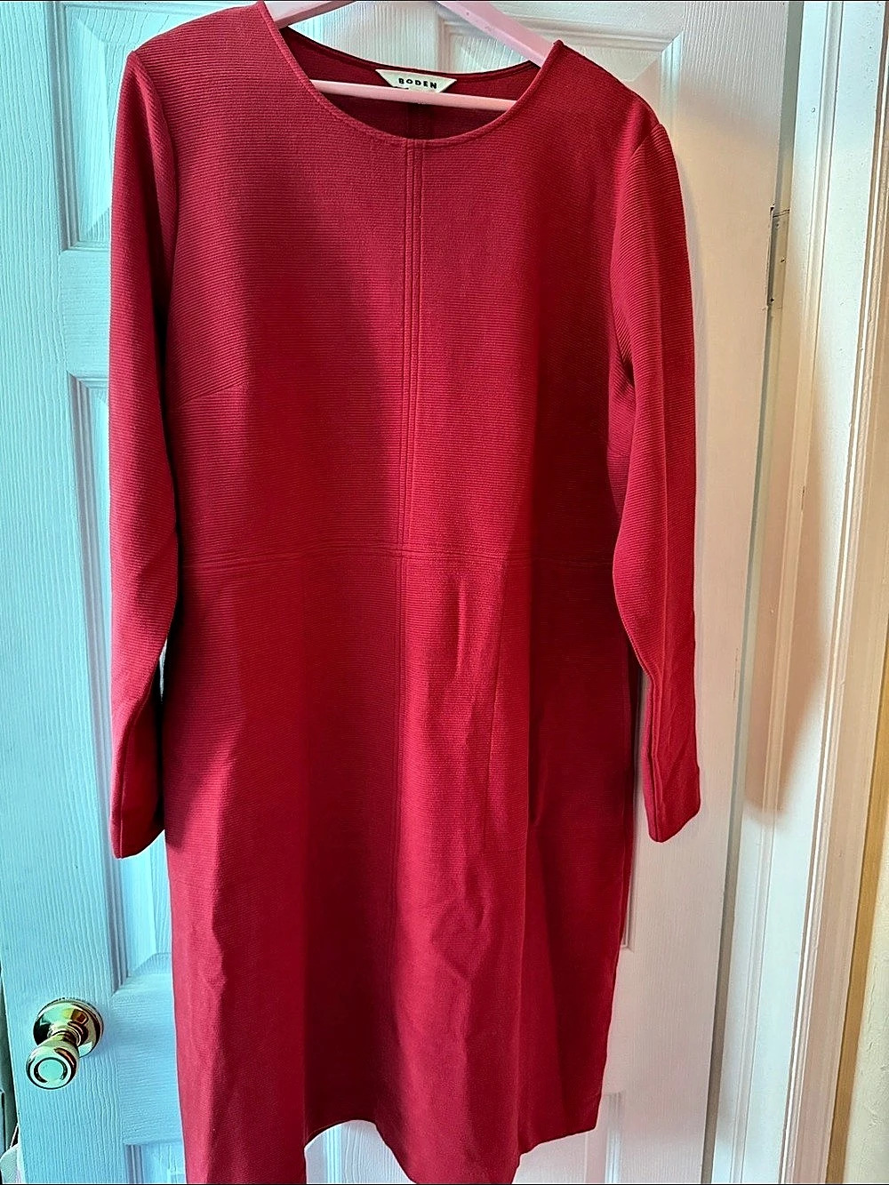 Boden Hope Zip Detail Jersey Dress Red US 16-88, New Without Tags